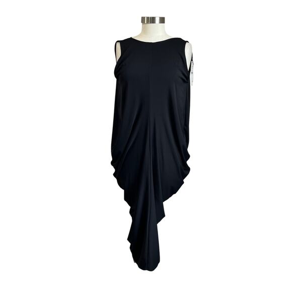 Zara Dresses & Skirts - Zara Black Draped Midi Dress XS NWT Elegant Minimalist Cocktail Chic